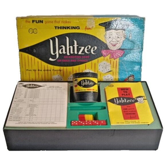 Vintage 1967 Original Yahtzee Game E.S. Lowe Company Copp Clarke with Score Pad - Picture 8 of 9